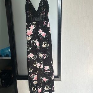 Floral Lace Trim Jumpsuit